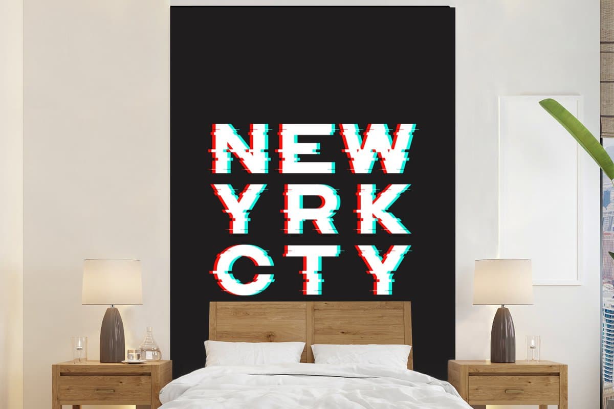 Behang - Fotobehang New York - Rood - Blauw - Breedte 145 cm x hoogte 220 cm