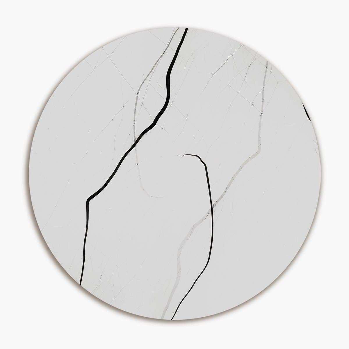 Zwarte lijnen op wit - Muurcirkel 100x100 cm - Wanddecoratie op Aluminium Dibond - Rond Wandpaneel