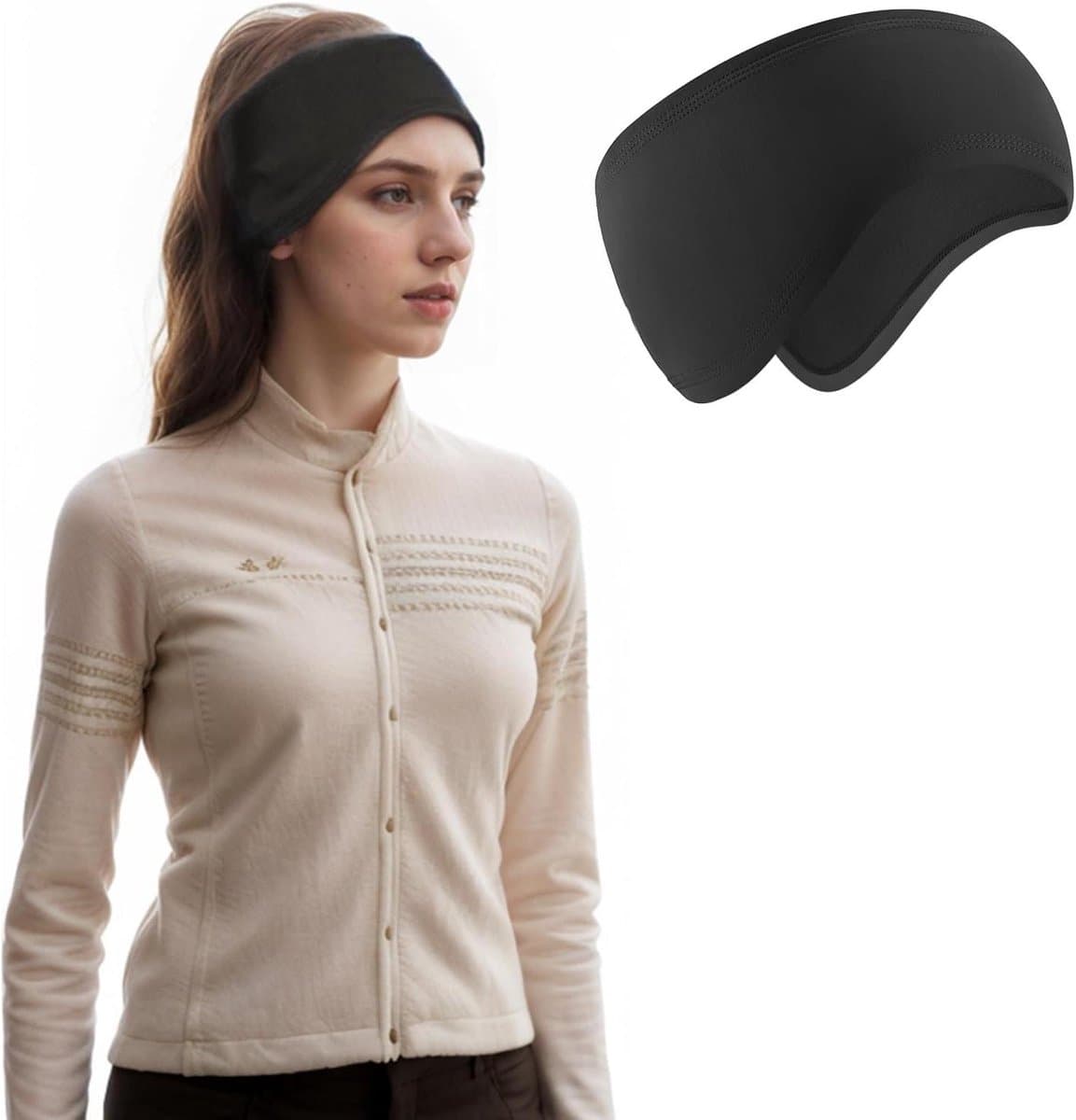 Winter Sport Hoofdband - Oorwarmer Sport - Buiten Sporten - Ademend Materiaal - One Size - Zwart