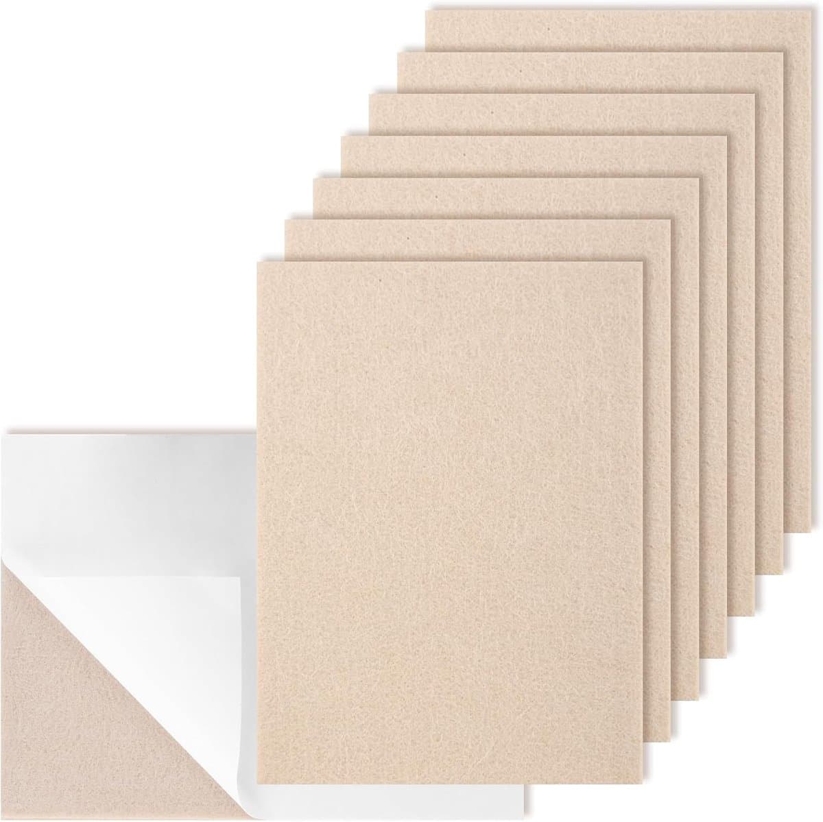 yumcute Viltkussens voor meubelpoten, 15 × 11 cm, set van 8 stoelpootbeschermers, 5 mm dik, beige vilten meubelpads, vloerbeschermers, op maat gesneden vilten pads voor meubelpoten
