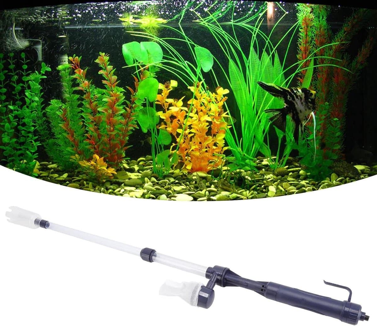 Aquarium Stofzuiger - Grindreiniger Waterwisselaar - Aquarium Onderhoud - Multifunctioneel en Krachtig - 75 cm Slang - Zwart