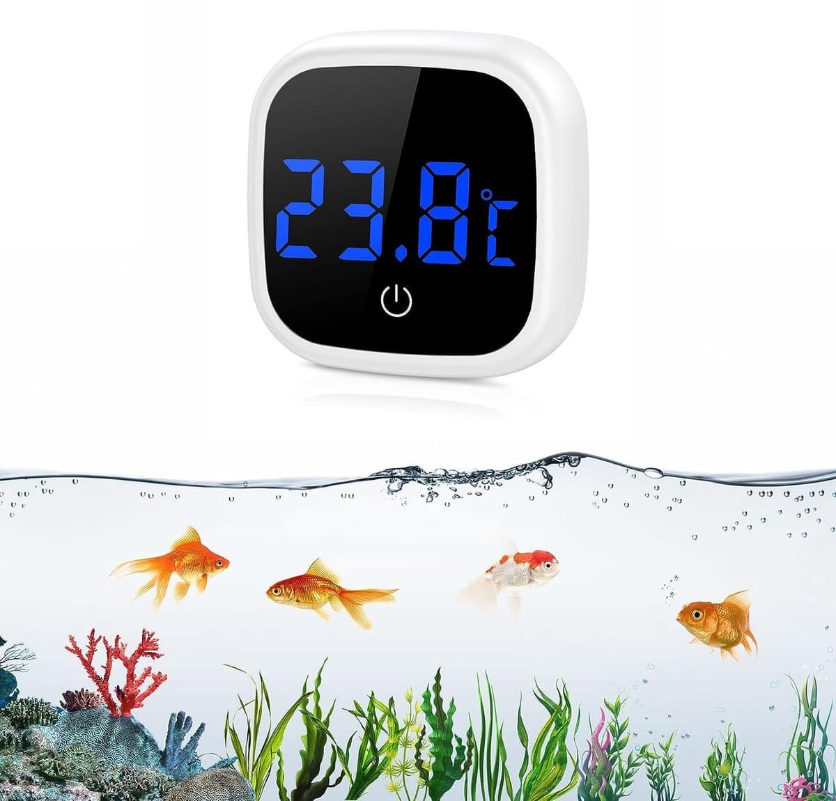 Digitale Mini Aquarium Thermometer met LED Display en Touch Screen voor Zoet- en Zoutwatergebruik, Nauwkeurige Temperatuurmeting en Gebruiksvriendelijk Ontwerp