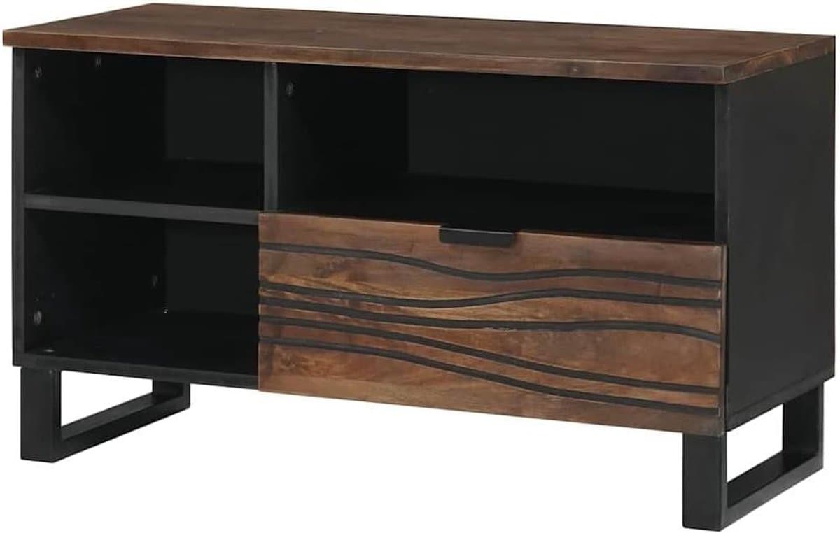 Moderne tv-kast - Houten mediameubel - Woonkamer opbergen - Ruimtebesparend design - 80 x 33 x 46 cm - Walnoot