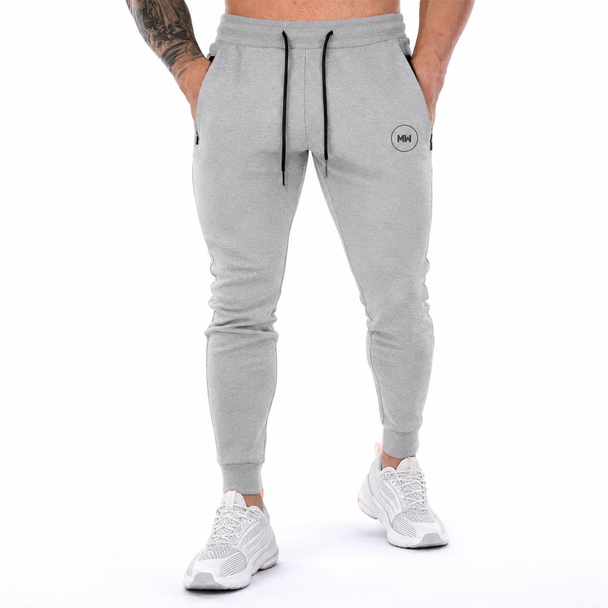 MW® - Trainingsbroek Heren - Joggingbroek Heren - Lange Trainingsbroek - Fitnessbroek - Grijs XXL