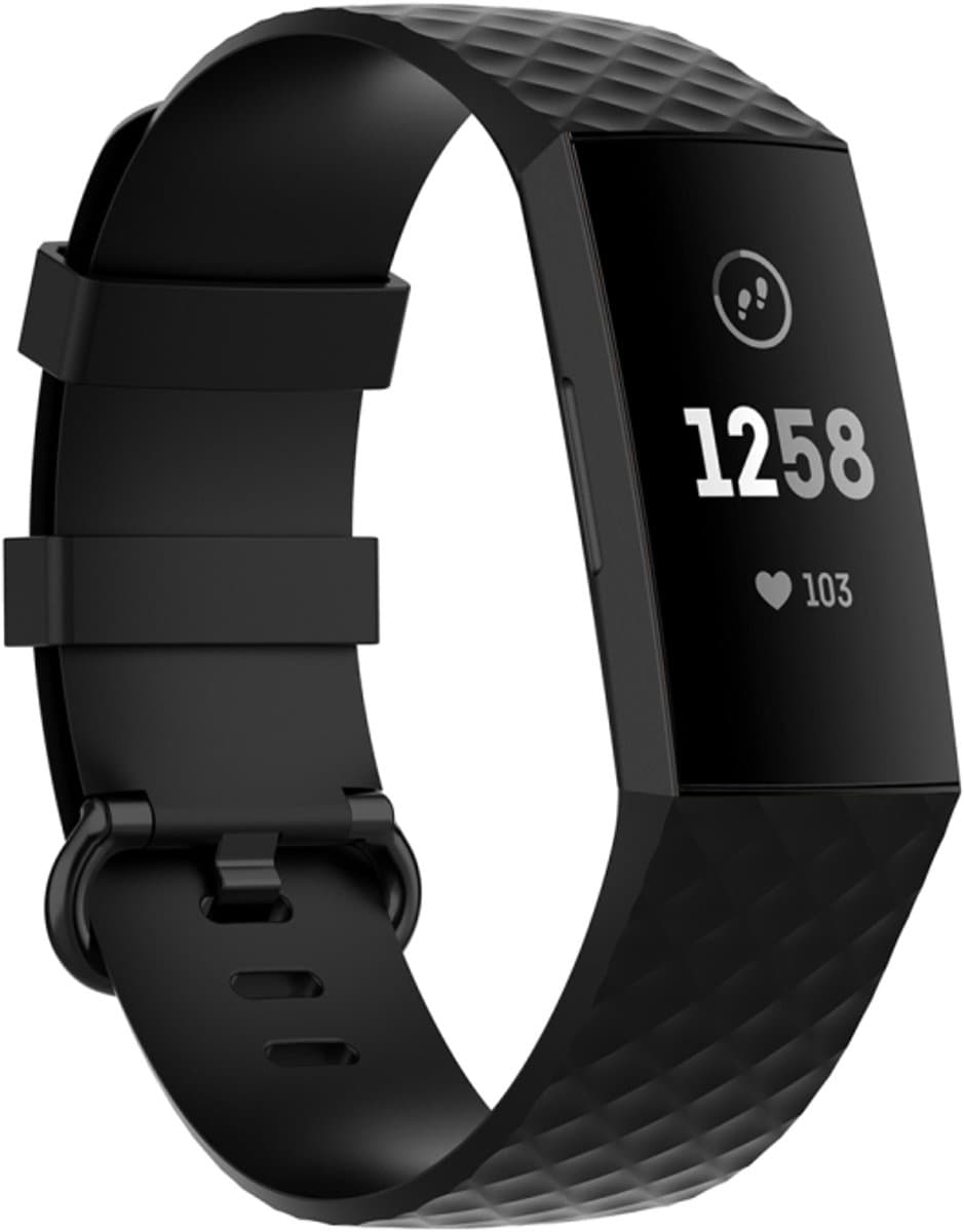 22 mm kleur gesp TPU polsband horlogeband voor Fitbit Charge 4 / Charge 3 / Charge 3 SE (zwart)