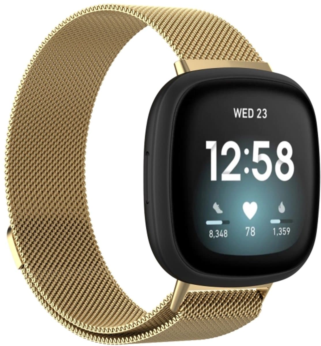 Voor Fitbit Versa 4 Milanese magnetische metaalweven Watchband (goud)