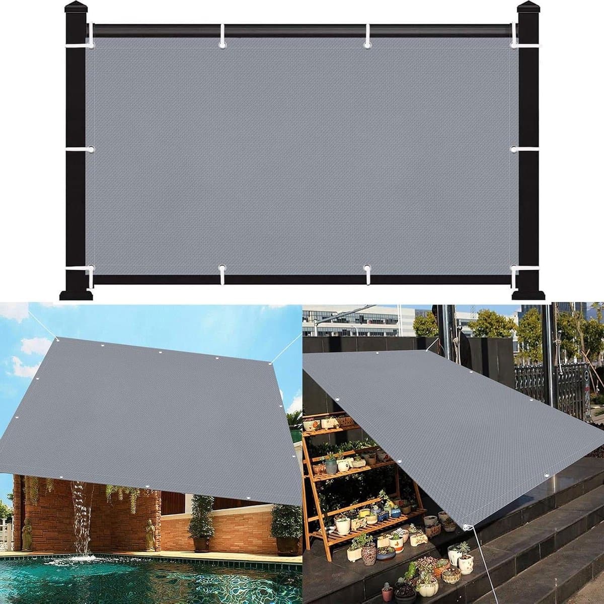 Zonzeil Tuin - Zonnescherm Buiten - Terras Beschermen - Ademend HDPE Materiaal - 1.2x3.8m - Grijs