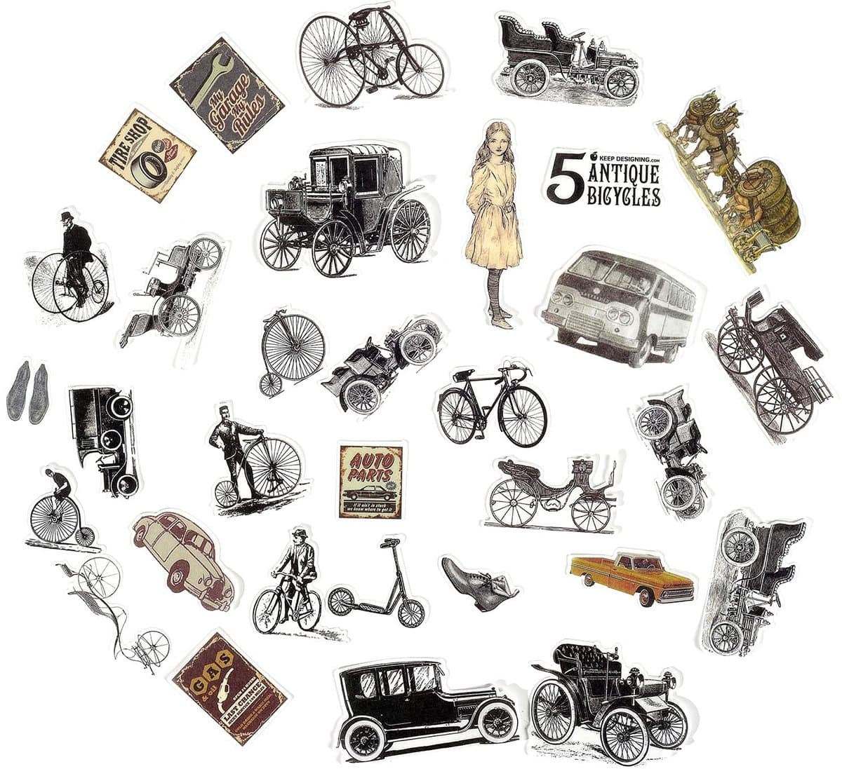 60x Washi stickers - Oldtimers / voertuigen - Bullet journal - Scrapbooking - Laptopstickers - Decoratie - Washi tape stickers - Planner - Journaling - Knutselen - DIY - Jonyx