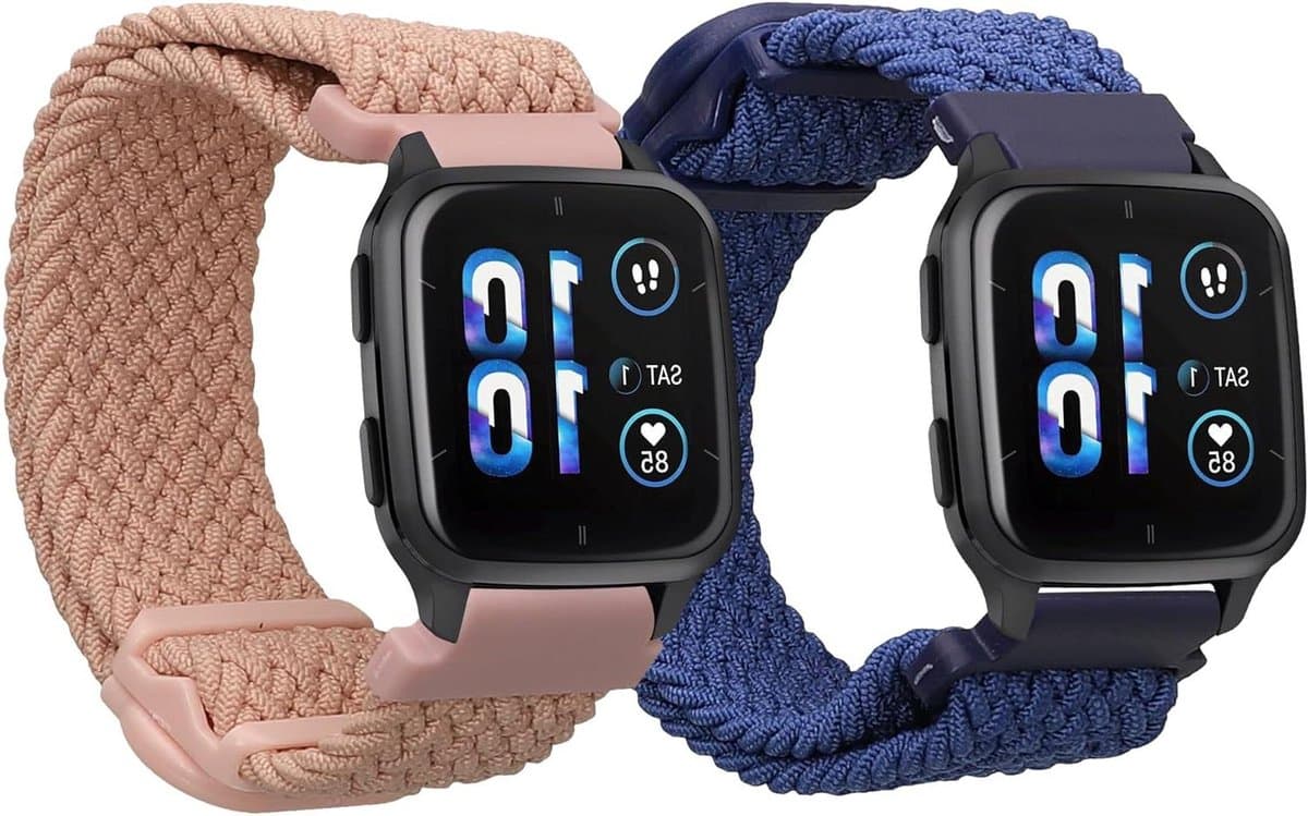 Nylon Horlogeband - Polsband Activity Tracker - Smartwatch Personaliseren - Scheurbestendig Materiaal - 15-19 cm - Donkerblauw Oudroze