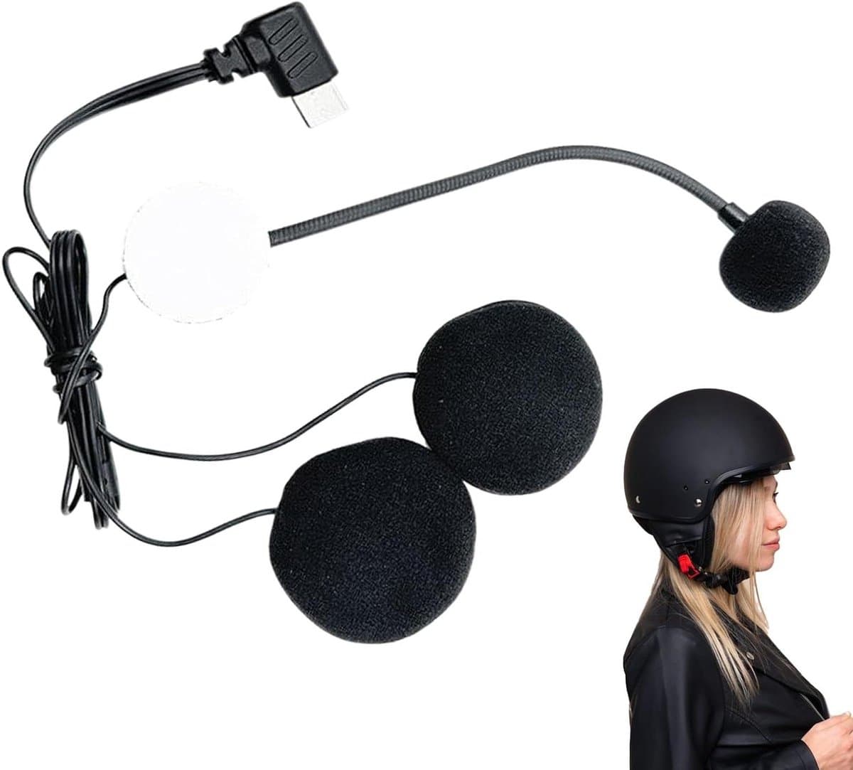Helm Microfoon En Speaker - Motorhelm Microfoon - Interviews En Vlogging - Geluidswerende Helmmicrofoon - 4.0x140 mm - Zwart