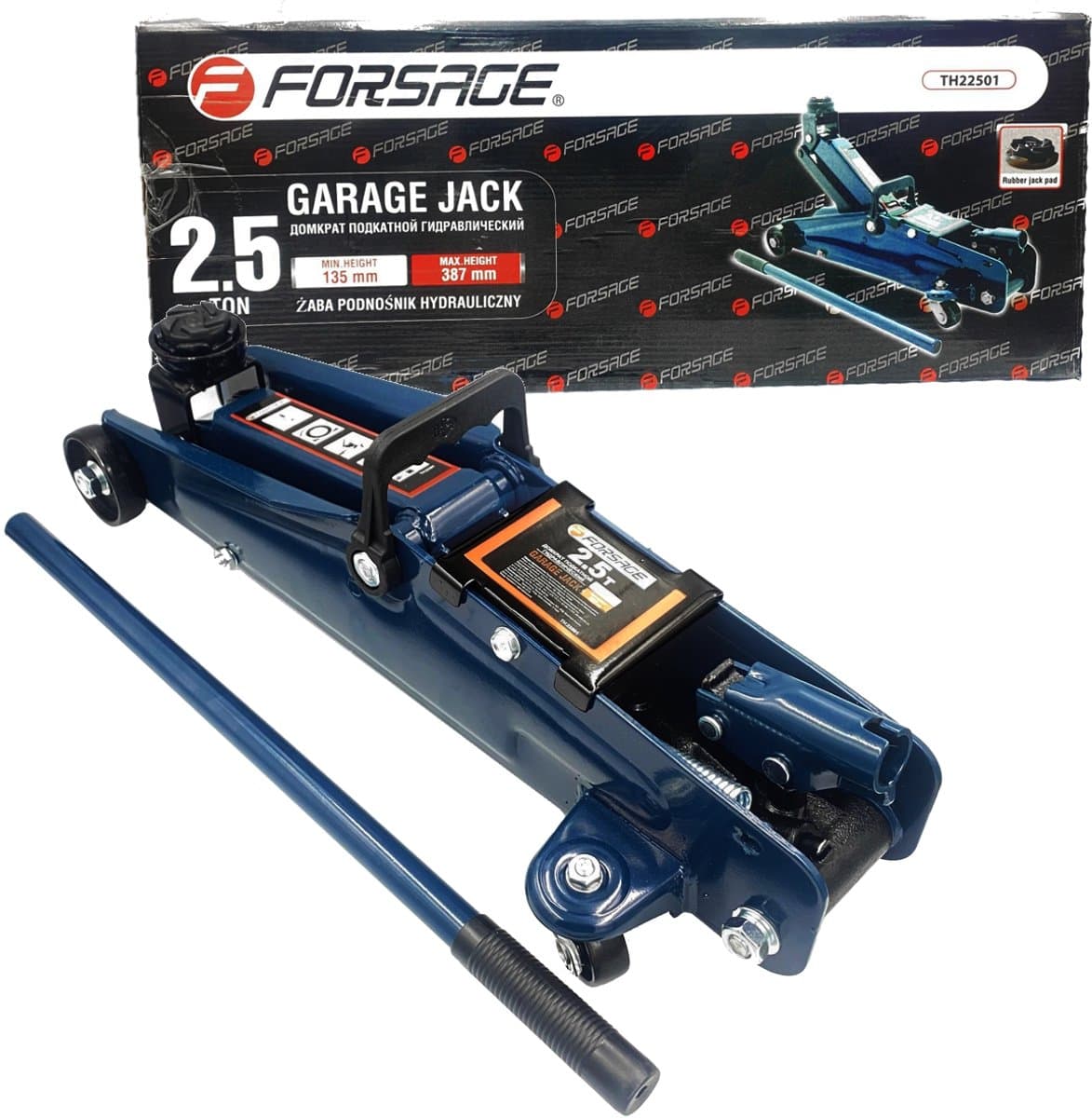 Forsage F-TH22501 Serie - Hydraulische Autokrik - 2,5 Ton - Met Rubberen Onderlegger