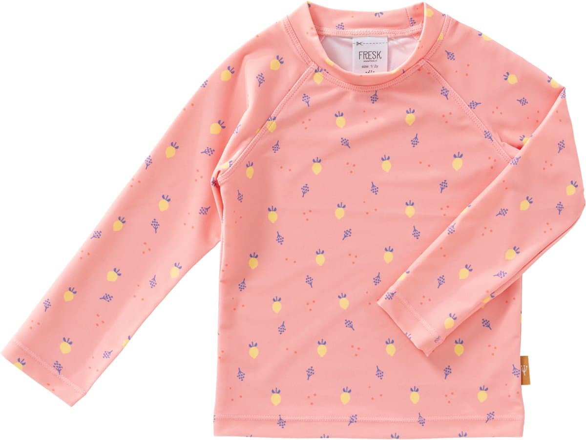 Fresk Zwemshirt 110 - Sneldrogende Zwemkleding voor Kinderen - UPF 50 - Zwemshirt voor Meisjes - Zwempak met Lange Mouwen - Roze - Summer Fruit
