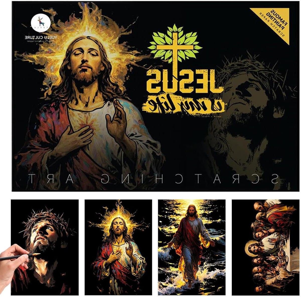 Kras Kunst Set - Tekenset Ambachten - Creatieve Ontspanning - Religieuze Thema's - 41 x 29 cm - Niet gespecificeerd