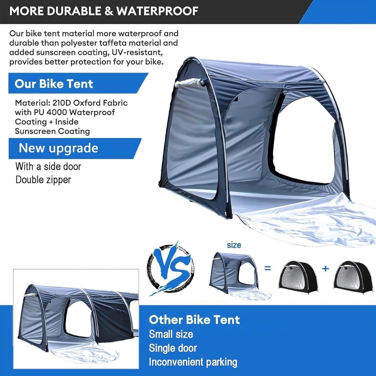 Fietsenstalling Buiten - Opbergtent Fiets - Opslag Tuin - Gesplitst Ontwerp - 200x152x165cm - Paars