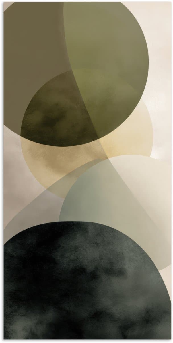 Poster 40x80 cm - Vlakken - Abstract - Beige - Cirkels - Posters - Kamer decoratie - Wanddecoratie woonkamer - Muurdecoratie slaapkamer