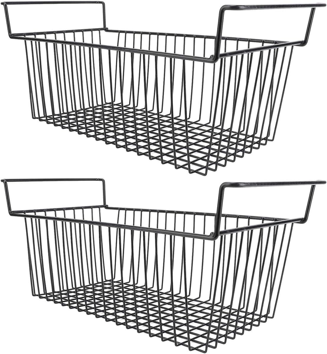 Vriezer Organizer Bakken - Diepvriesmanden Metaaldraad - Voedsel Opslaan - Stapelbaar Opbergrek - L63cm X B27cm X H29cm - Zwart