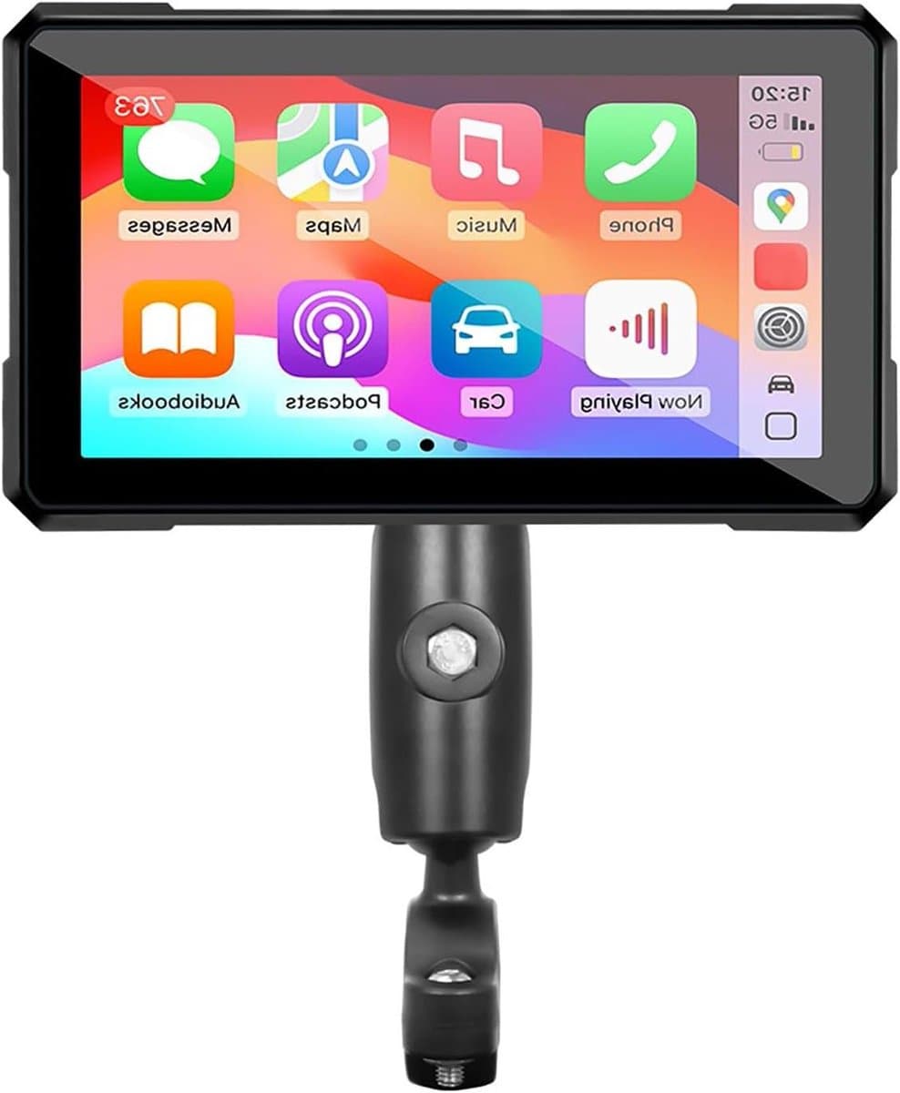 Motorfiets Navigatie Scherm - Carplay Scherm - Veilig Navigeren - Draadloze Connectiviteit - 5 Inch HD - Zwart