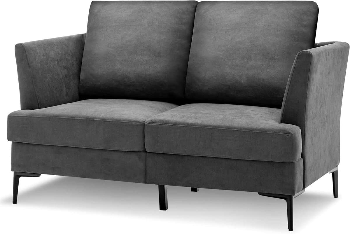 Tweedelige bank - Zitbank bank - Ontspannen zitten - Afneembare hoezen - 141 cm breed - Donkergrijs