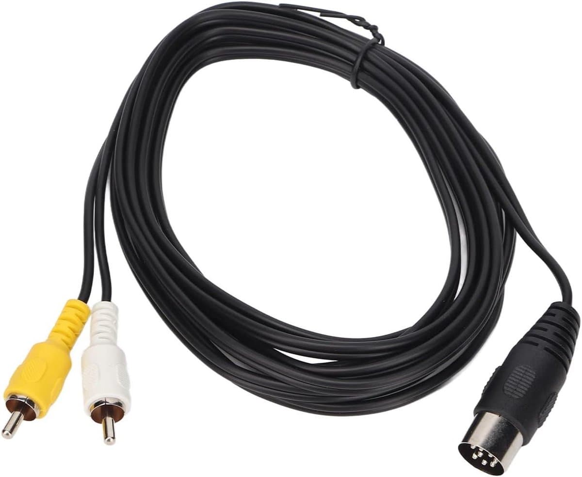 8-Pin Din naar 2 Phono Male Audiokabel, 3 meter lange kabel voor oude geluidsapparatuur, stereo audio verbinding