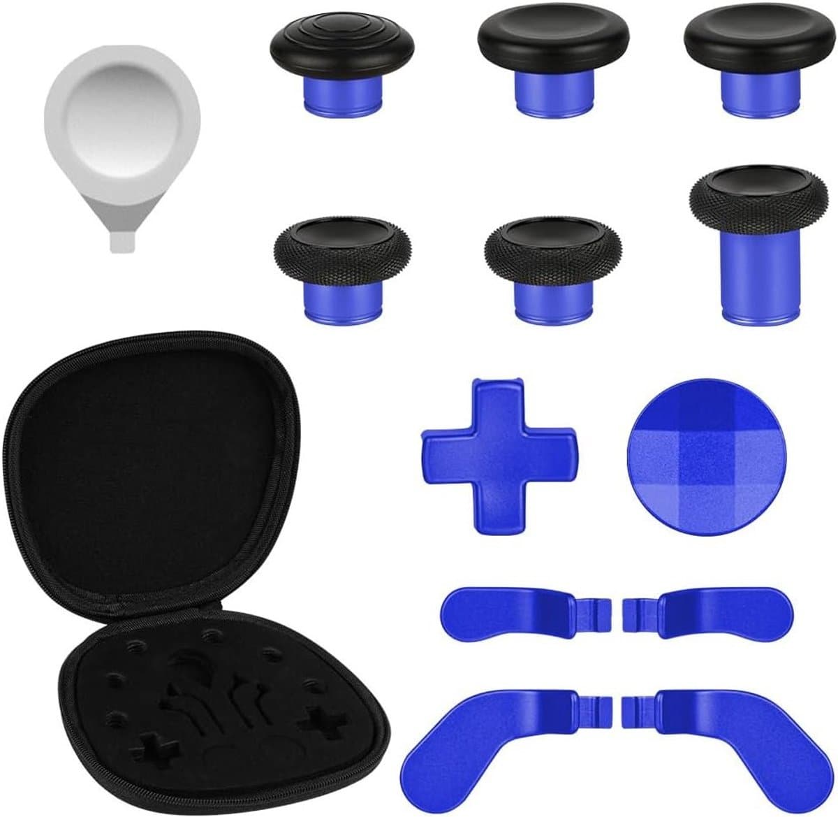 Metalen thumbsticks en analoge joysticks met coating voor Xbox One Elite en Series 2 controllers, blauw en zwart