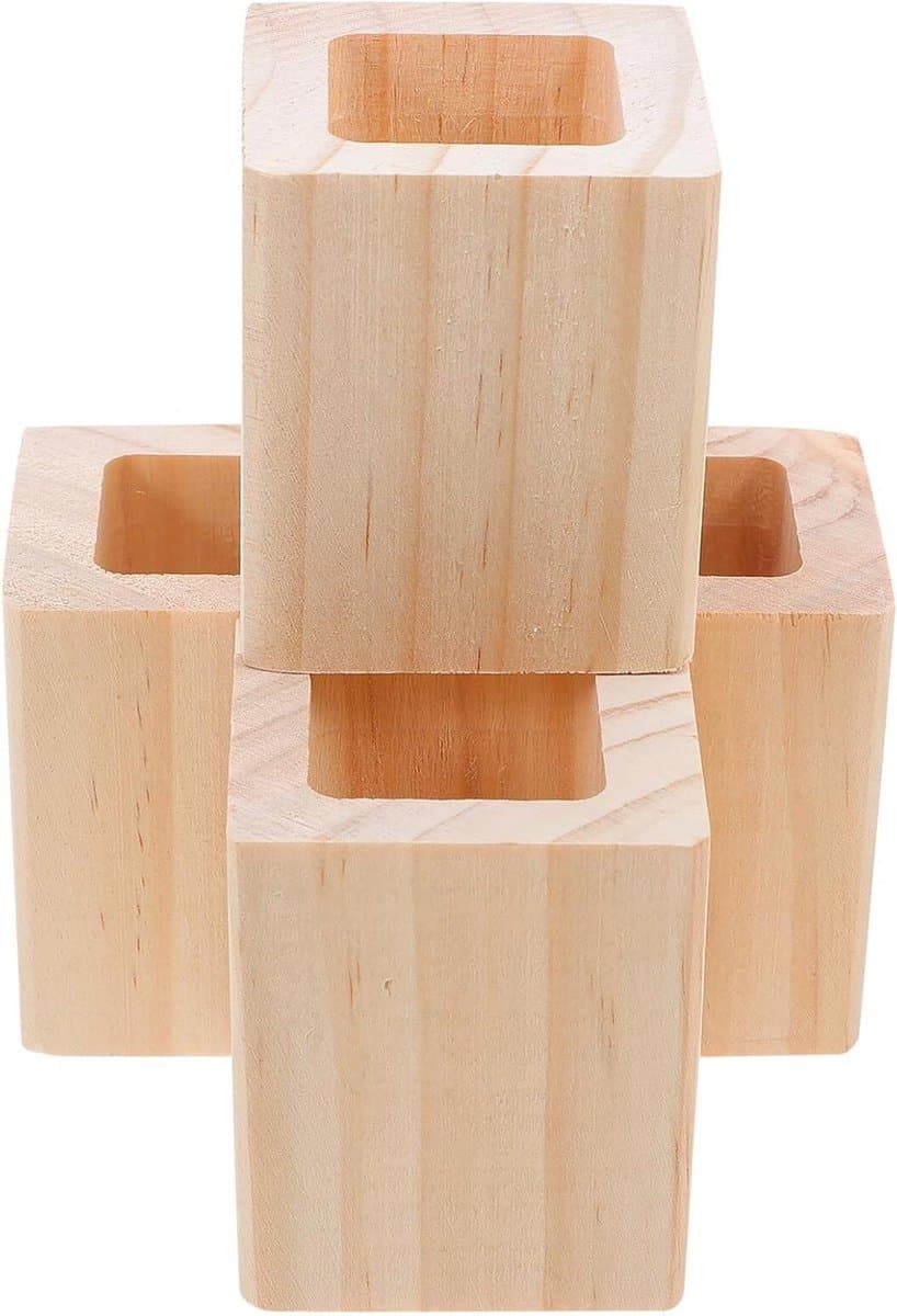 Houten Meubelverhogers - Bankpoten Verhogers - Meer Ruimte Creëren - Krasvrije Vloerbescherming - 8 Stuks - Beige