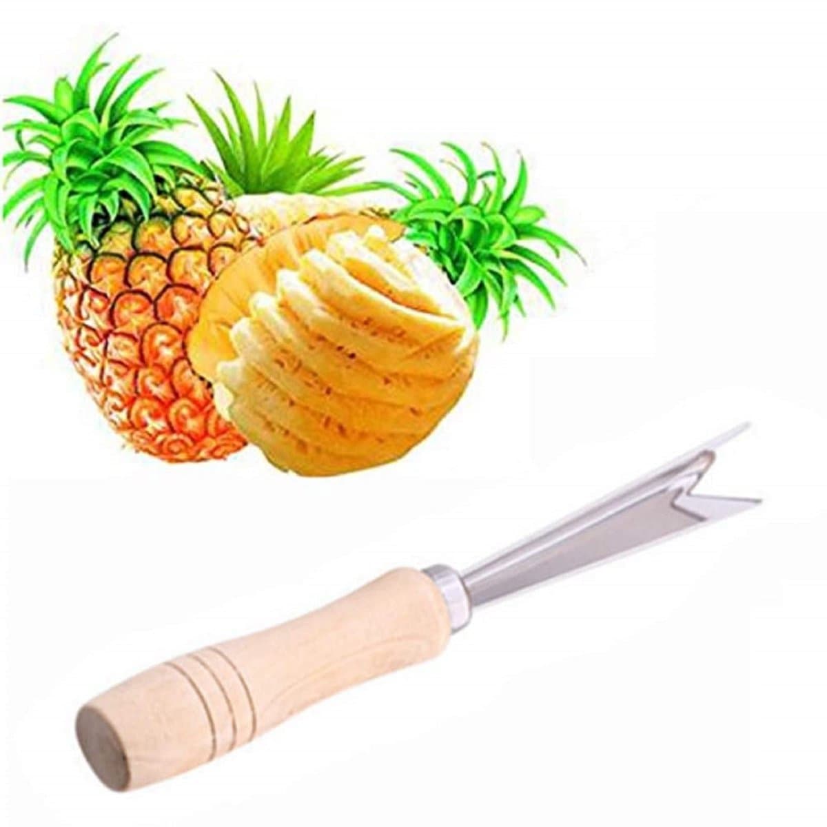 Dailygoods- Oogschiller V-vorm - Roestvrij Staal - Ananas Dunschiller - Praktisch Clipontwerp - Totale Lengte 19 cm - Lichtgewicht 40 g