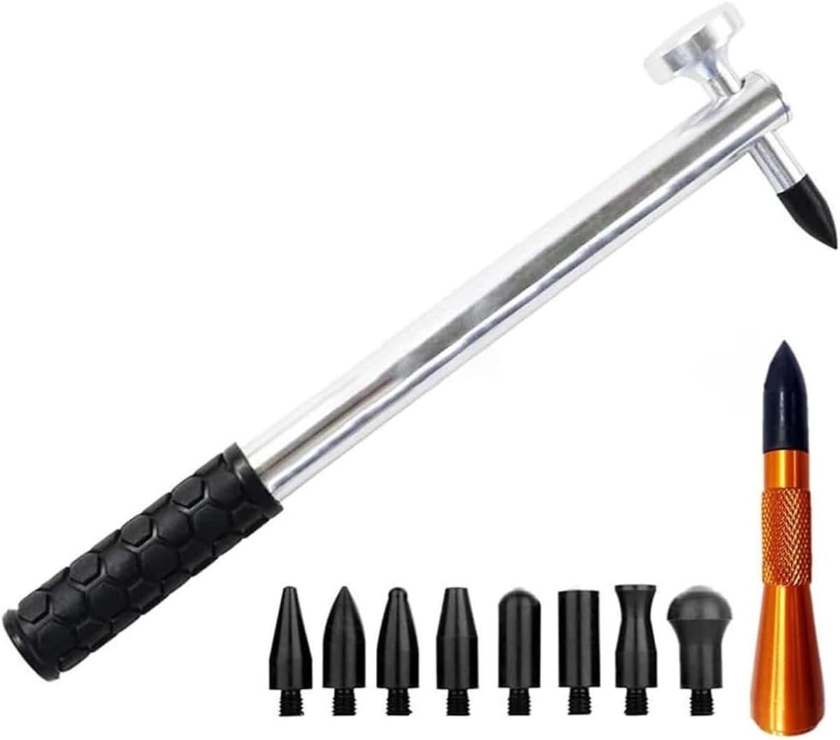 Deuk Reparatie Set - Reparatieset Auto - Carrosserie Herstellen - Verfschade Vrij - 9 Koppen - Zwart Oranje