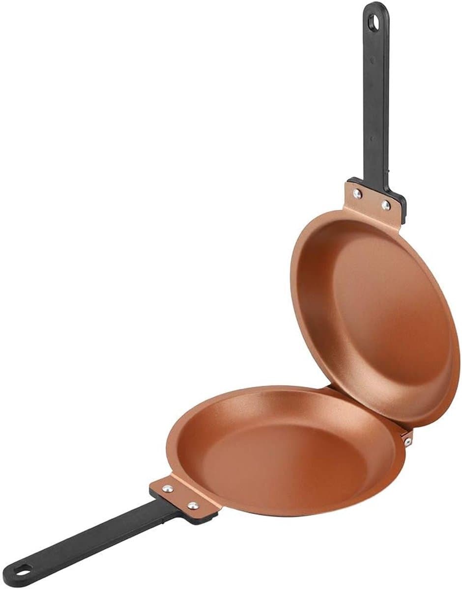 Ulisem - Tweezijdige koekenpan - Omkeerbare bakpan - Anti-aanbaklaag - Geschikt voor eieren en pannenkoeken - Snel en gelijkmatig bakken - Voor gas en inductie - Vouwbaar en duurzaam - Keuken gadget