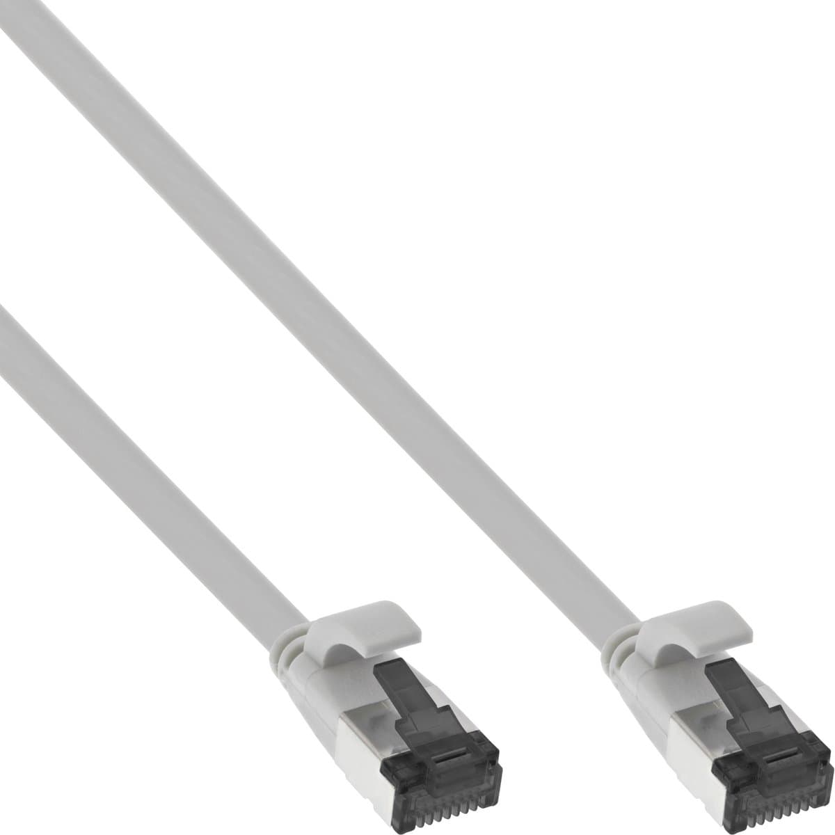 InLine® Flat patch cable, U/FTP, Cat.8.1, TPE halogen free, grey, 5m