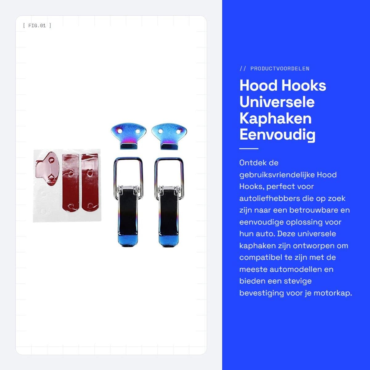 Dailygoods- Motorkap Haak Hoogwaardige Kaphaken - Universele Bevestiging - Eenvoudig te Installeren - Sterk en Duurzaam - Roestbestendig - Geschikt voor de meeste Automodellen - Motorkapvergrendeling