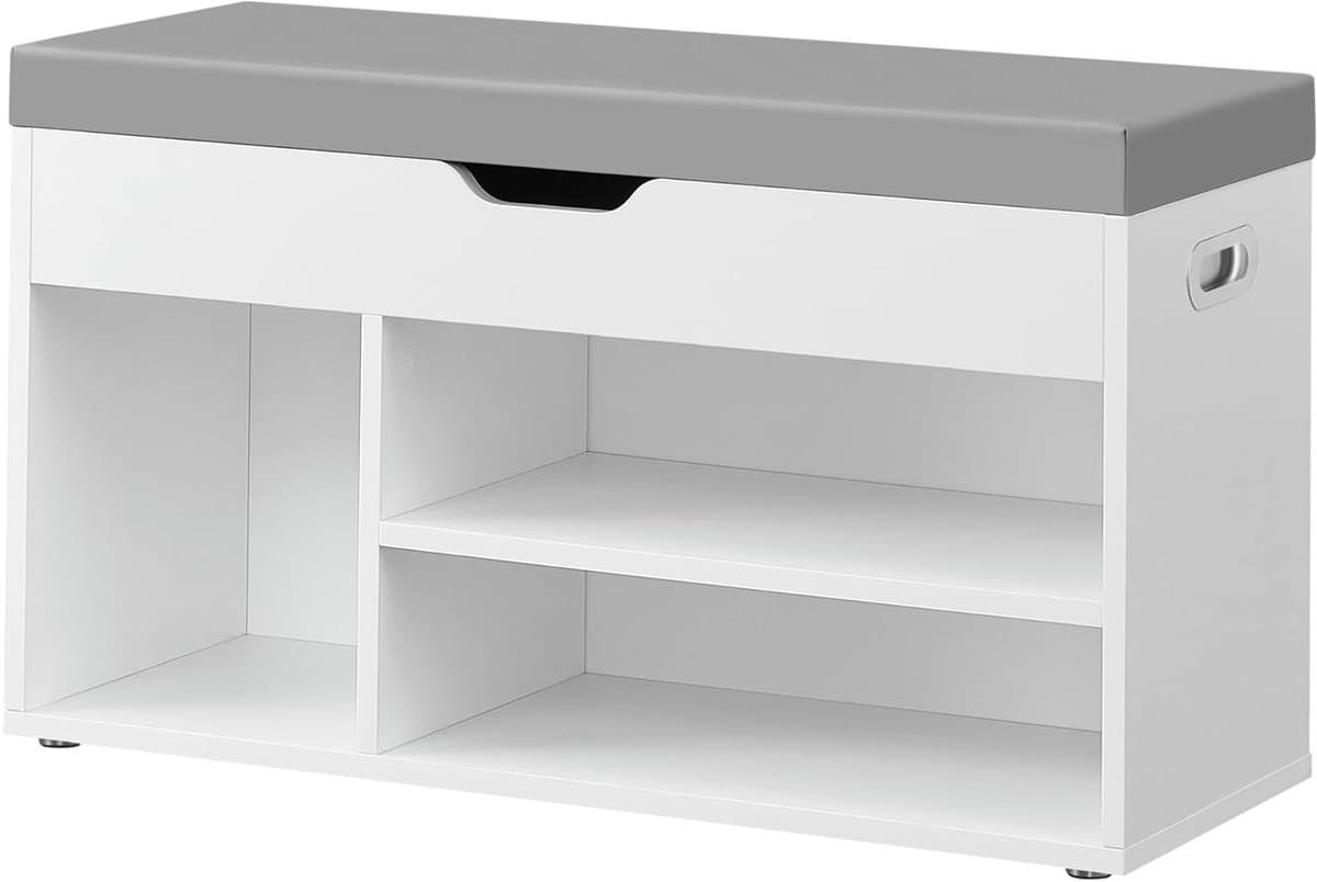 Gevoerde Opbergbank - Schoenenbank met Kussen - Entree Organisatie - Verborgen Opbergruimte - 80 x 30 x 44 cm