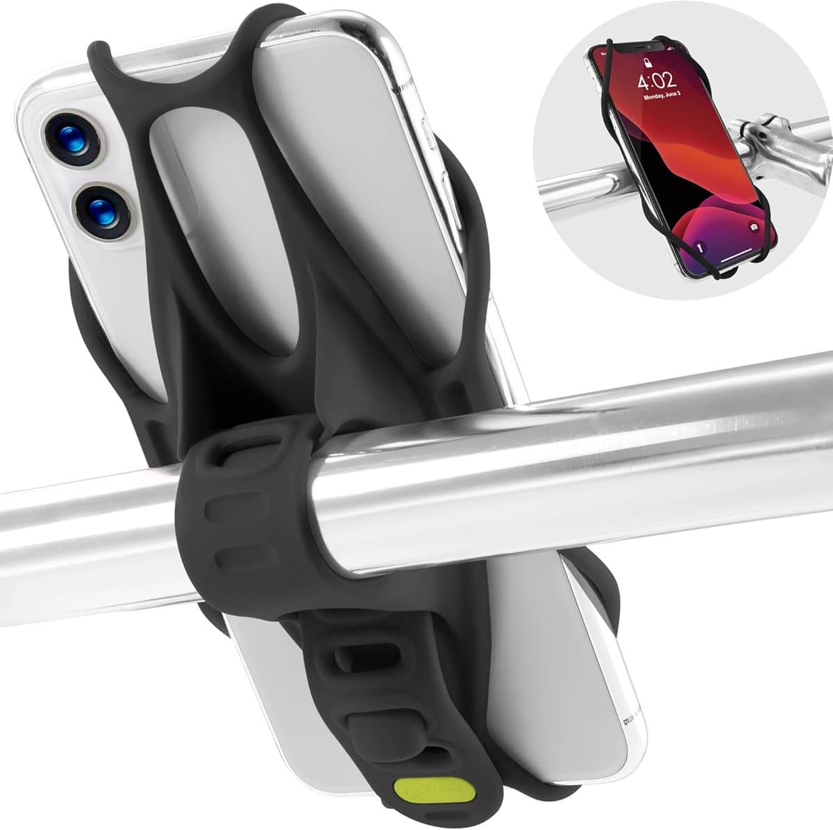 Fiets Telefoonhouder - Universele Bevestiging - Onderweg Navigeren - Schokabsorberend Siliconen - 5.8-7.2 Inch - Zwart