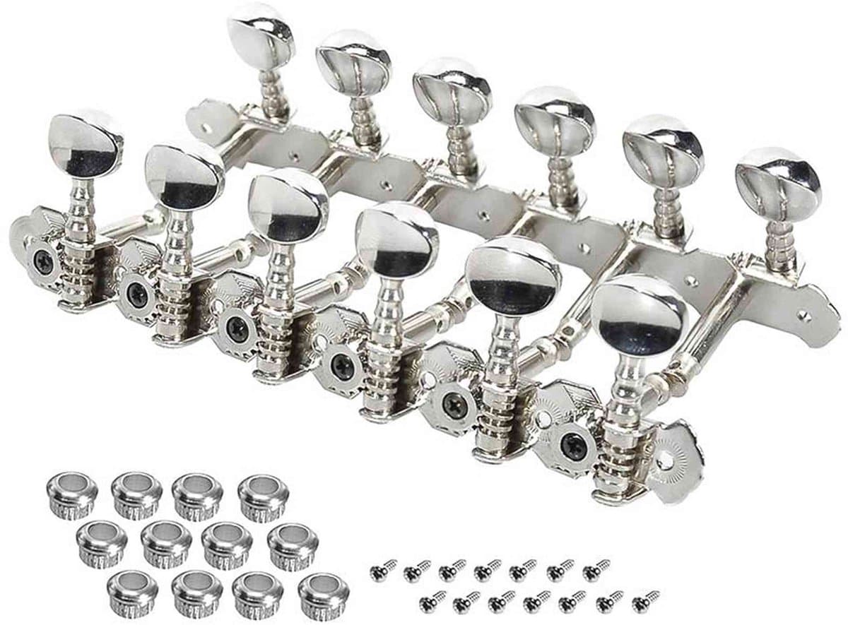 Boston 047-116M machine heads for 12-string guitar, metal shaft, 116,6mm, metal buttons