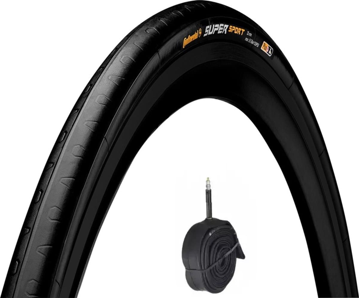 set Continental Super Sport racefiets vouwband 28x0.9 inch ERTRO 23-622 buitenband + binnenband PV 42mm - Zwart
