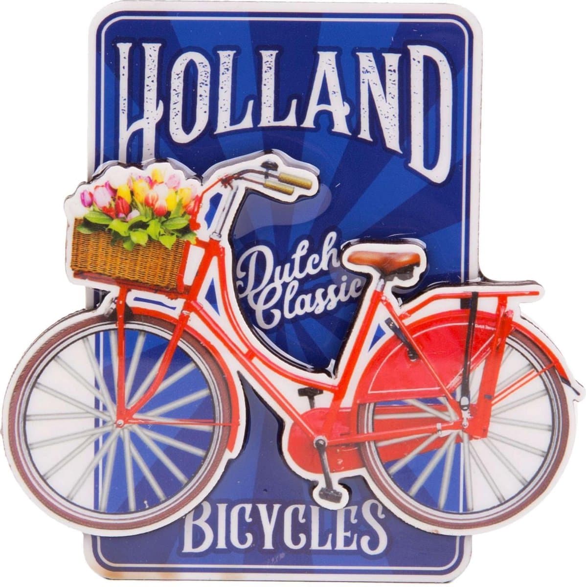 Matix Magneet Fiets Holland 8,5 X 8,5 Cm Mdf Rood/blauw