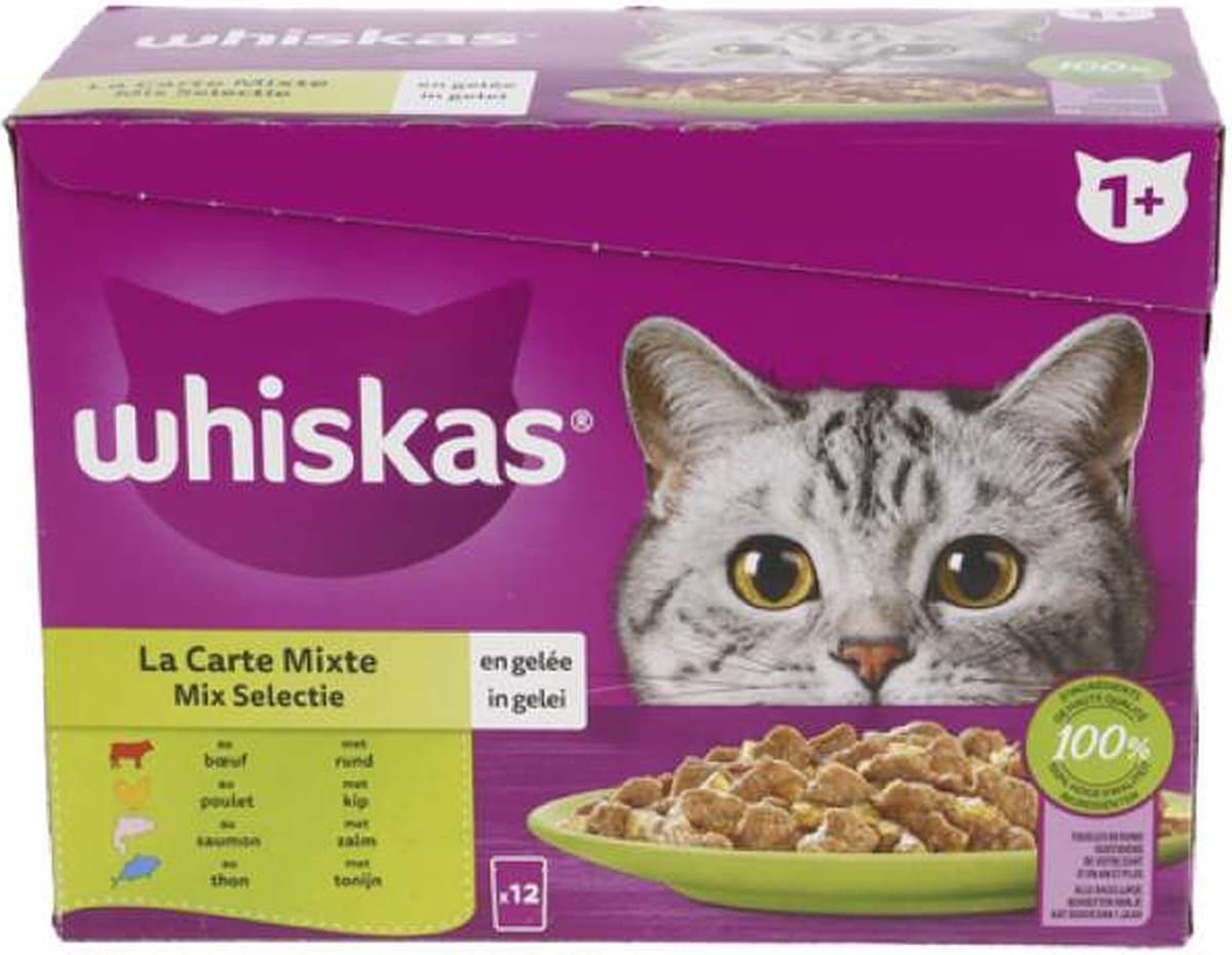 2x WHISKAS mix gelei 1+ pouch 12x85g