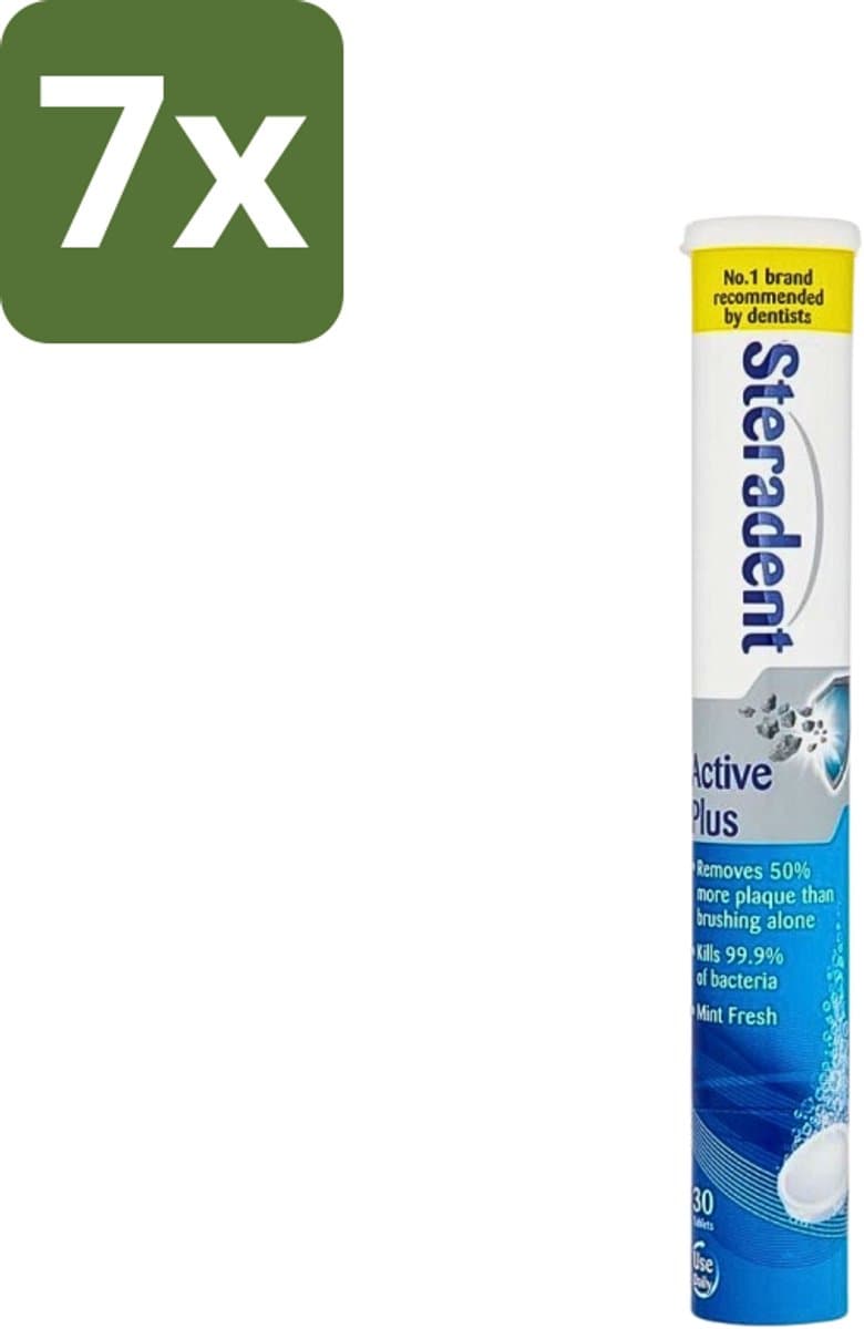 Steradent - Reinigingstabletten - Active Plus - Tegen Tandsteen & Bacteriën - 30 Tabletten - Bulkverpakking - 7 stuks