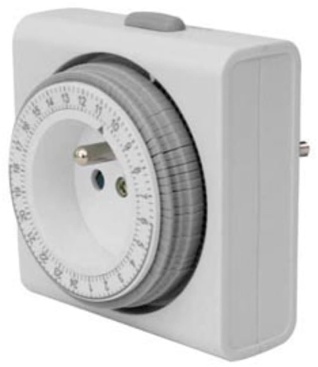 Perel Compacte 24-uurs timer, mechanisch, 230 V, 16 A, 3680 W, Franse aarding type E, wit