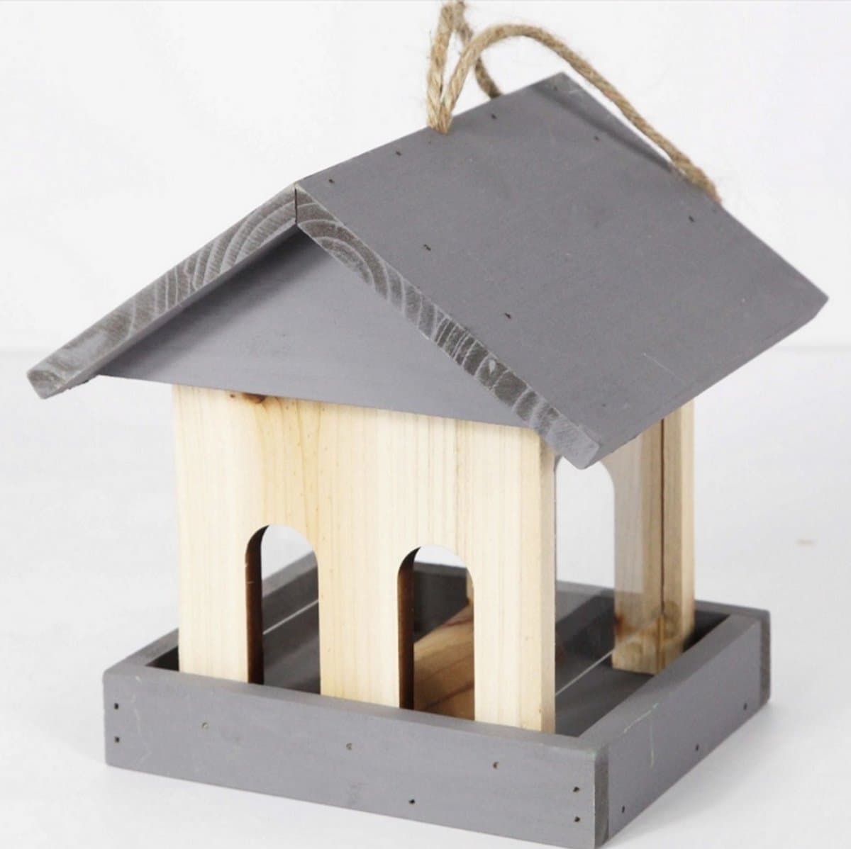Muntel® Vogelvoederstation - Voerbak - Hout - Grijs - 19 x 16 x 13.5 cm