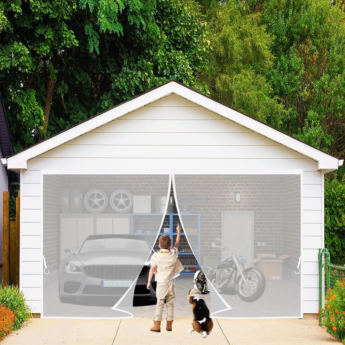Magnetische Hordeur 220x230 cm Wit - Eenvoudige Installatie Zonder Boren