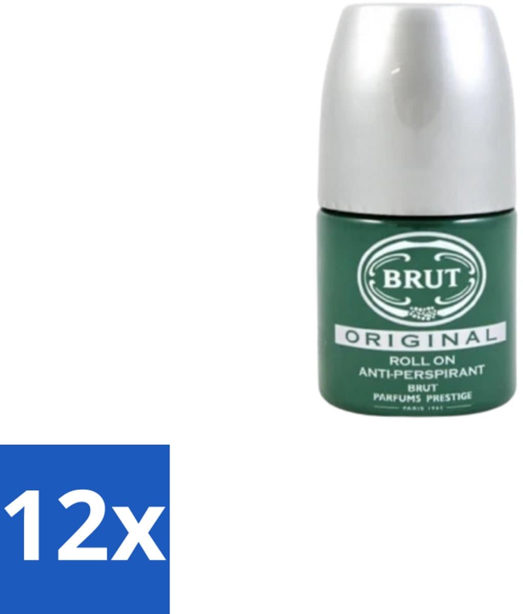 Brut – Deodorant Roll-On – Original – Glas – 50 ml - Voordeelverpakking - 12 stuks