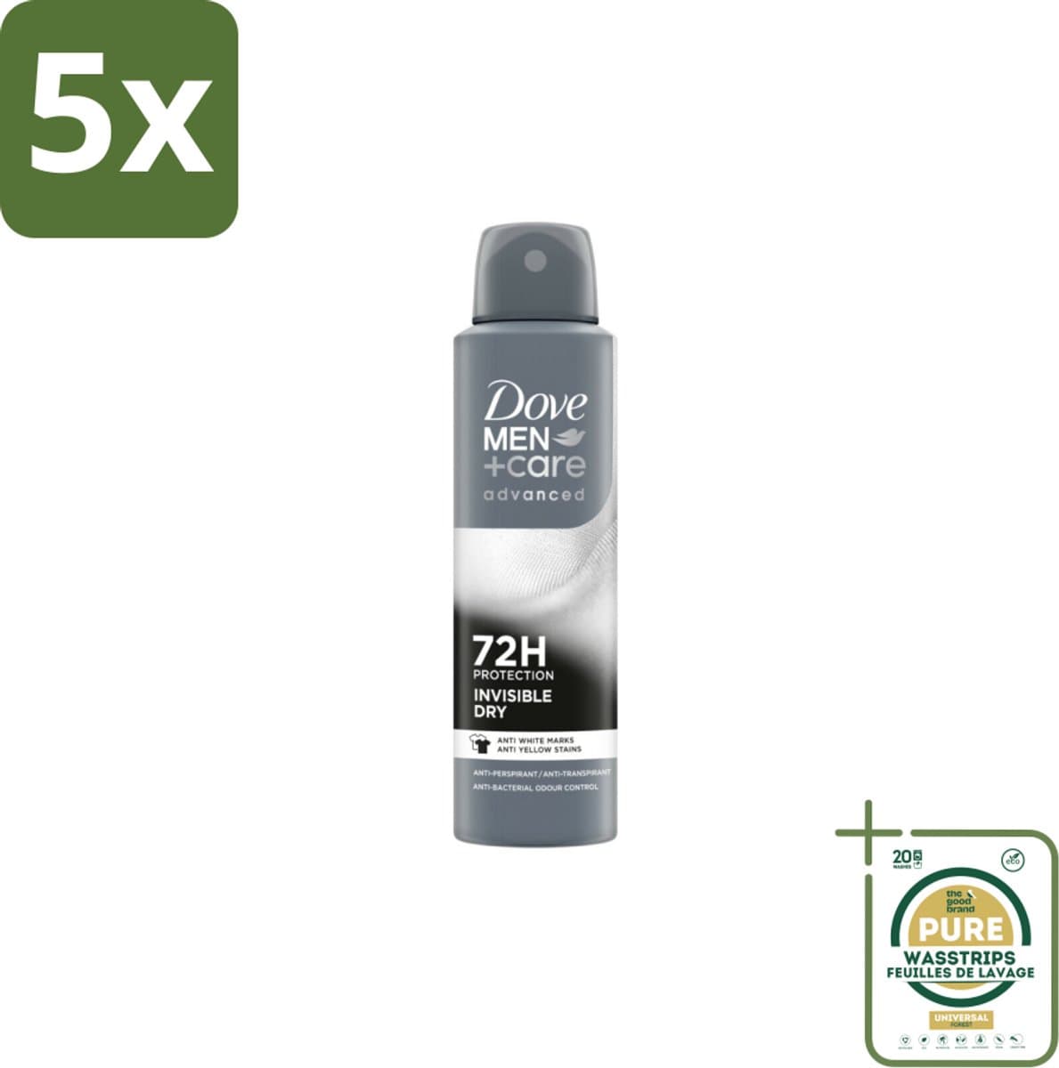 5 x Dove Men+Care – Deodorant Spray – Invisible Dry – 150 ml - Grootverpakking - Deodorant Spray Mannen - Deodorant Spray Voor Mannen - Deodorant Spray Zonder Vlekken - Deodorant Spray Voor Oksels - Deodorant Spray Voor Sport