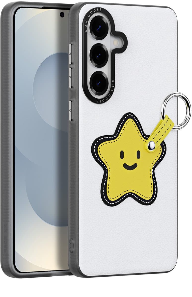 Dux Ducis Luvy Geschikt voor Samsung Galaxy S26 PU-leren backcover hoes met ringhouder - Ster/Wit