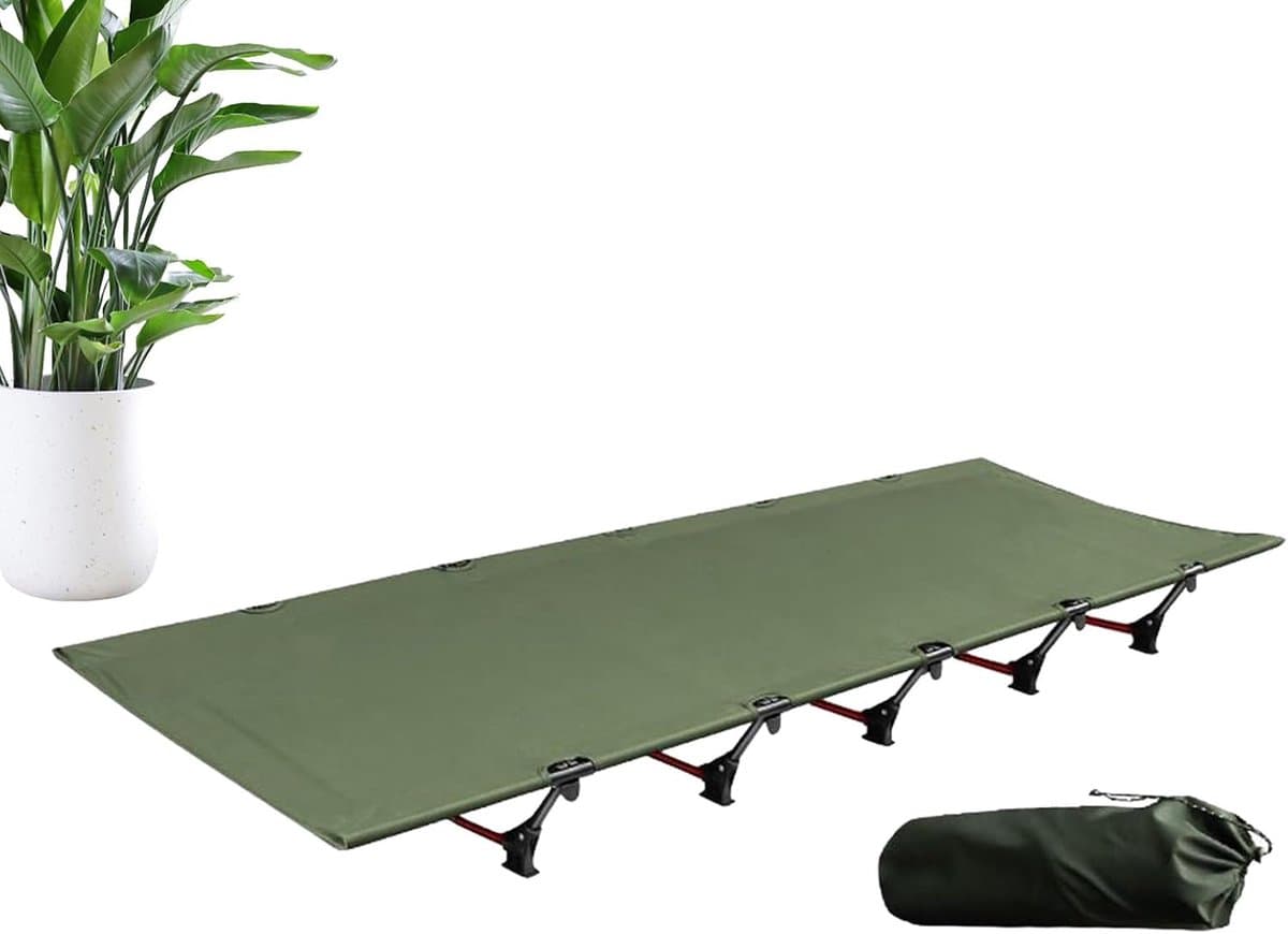 Kampeerbed Opvouwbaar - Lichtgewicht Ondersteuning - Buiten Rusten - Draagbare Comfort - 192x65x16cm - Leger Groen