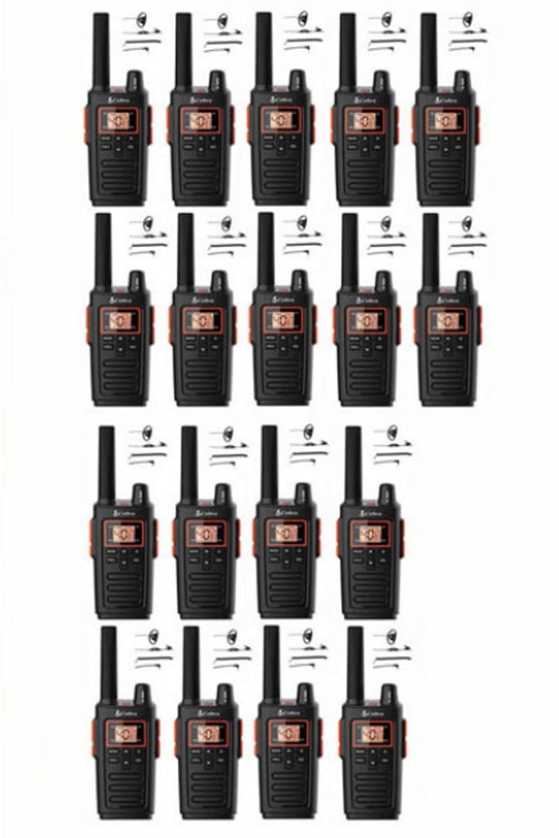 Set van 18 Cobra RX380 PMR446 portofoons IPX2 met D-shape oortje