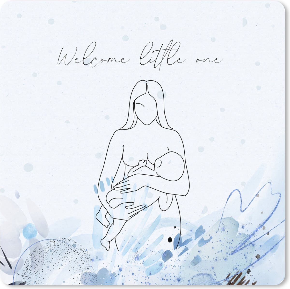 Muismat XXL 80x80 cm - Bureau onderlegger - Bureau mat Quotes - Baby - Welcome little one - Spreuken - Mama - Bureaumat - Gaming mousepad xl - Bureaulegger groot - Computer deskmat
