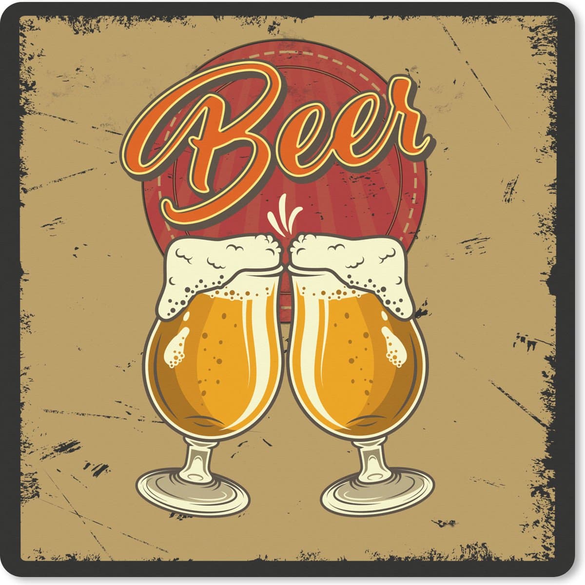Muismat XXL 80x80 cm - Bureau onderlegger - Bureau mat Mancave - Bier - Glas - Retro - Bureaumat - Gaming mousepad xl - Bureaulegger groot - Computer deskmat