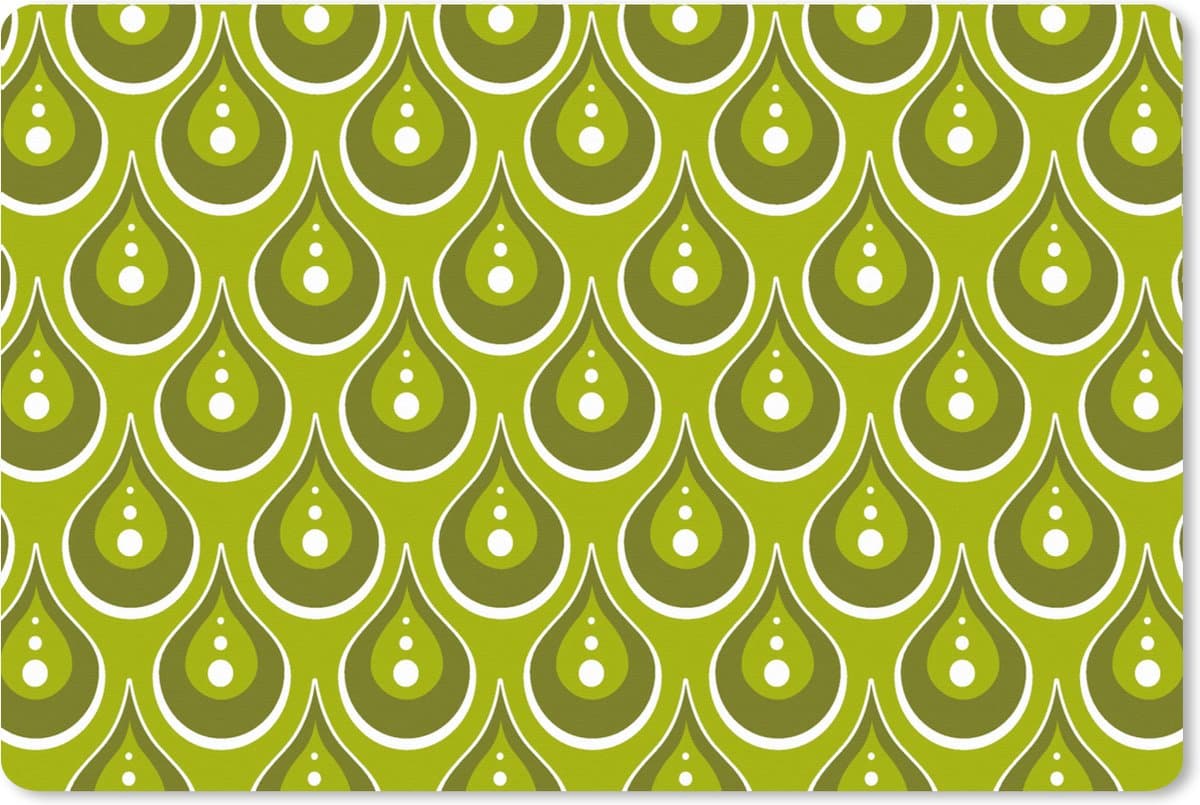 Muismat XXL 90x60 cm - Bureau onderlegger - Bureau mat Patronen - Retro - Regen - Druppel - Groen - Bureaumat - Gaming mousepad xl - Bureaulegger groot - Computer deskmat