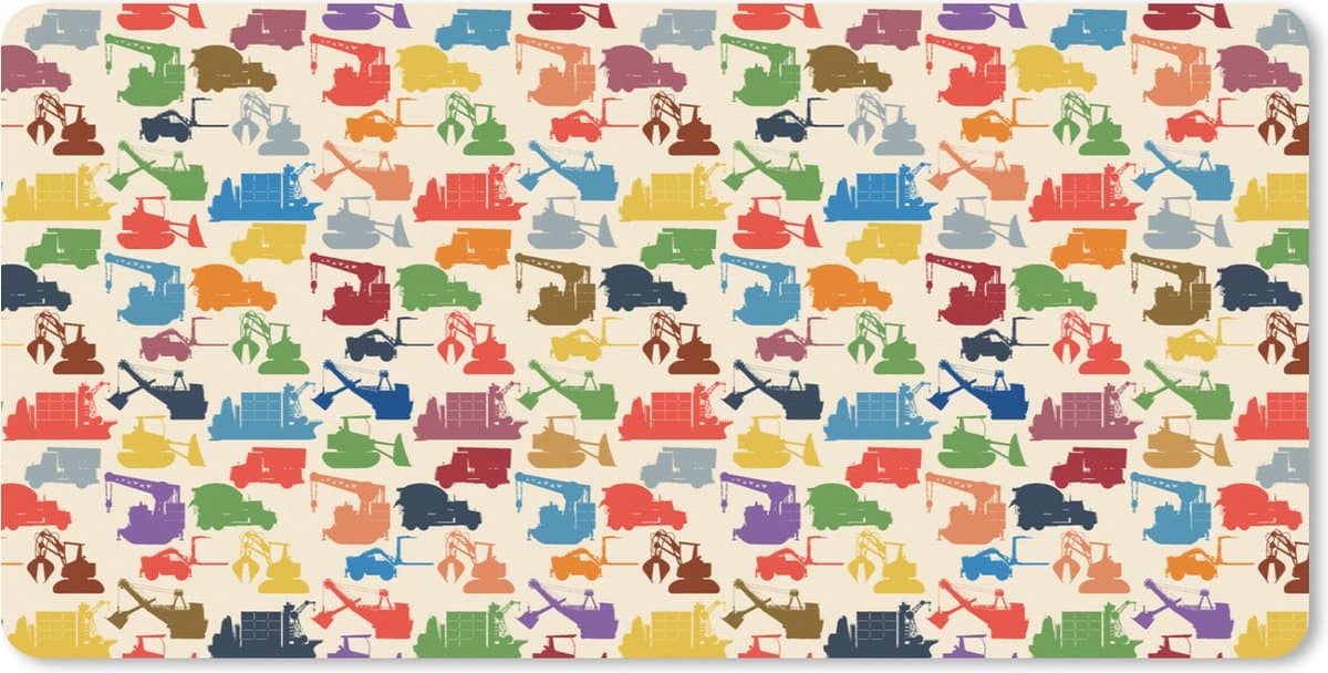 Muismat XXL 90x45 cm - Bureau onderlegger - Bureau mat Patronen - Kraan - Boot - Jongens - Kinderen - Kids - Bureaumat - Gaming mousepad xl - Bureaulegger groot - Computer deskmat
