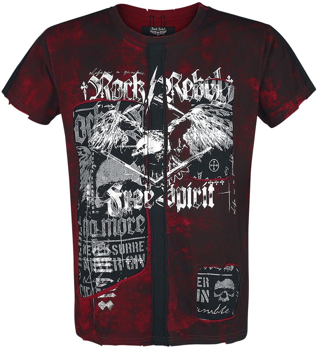 Rock Rebel by EMP Zwart-rood shirt met rocky print - Heren - XL
